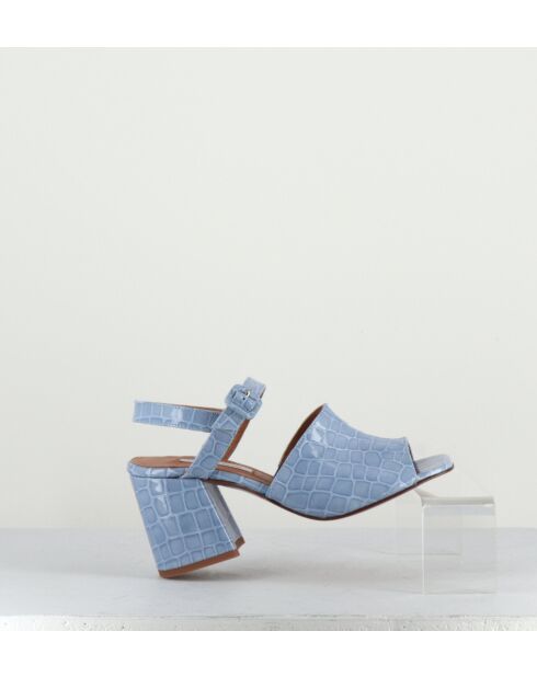 Rita blauwe leren sandalen - Hak 8cm