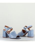 Rita blauwe leren sandalen - Hak 8cm