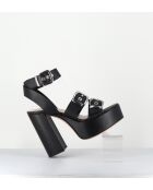 Schwarze Phile-Ledersandalen - 12,5 cm Absatz