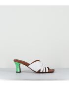 Nalma44 weiße Lederpantolette mit 6,5 cm Absatz