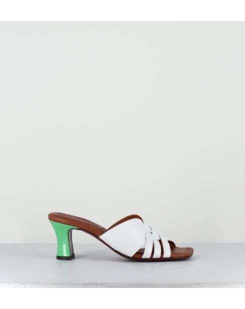 Nalma44 weiße Lederpantolette mit 6,5 cm Absatz