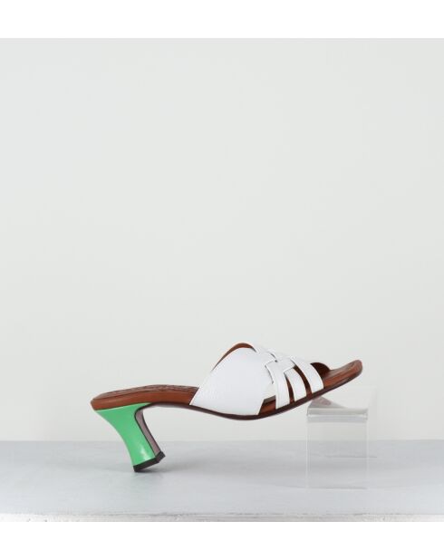 Nalma44 weiße Lederpantolette mit 6,5 cm Absatz