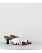 Nalma44 weiße Lederpantolette mit 6,5 cm Absatz