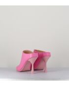 Pantoletten Dea aus rosafarbenem Leder mit 10 cm Absatz