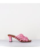 Pantoletten Nayla aus rosafarbenem Leder — 6,5 cm Absatz