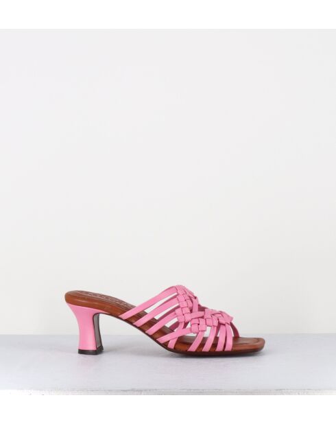 Pantoletten Nayla aus rosafarbenem Leder — 6,5 cm Absatz