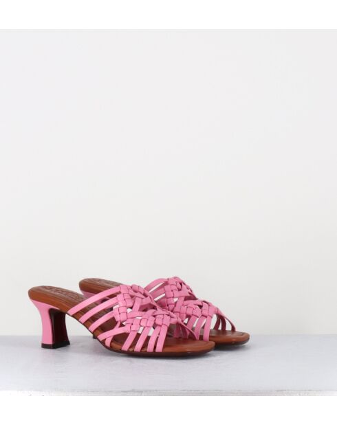 Pantoletten Nayla aus rosafarbenem Leder — 6,5 cm Absatz