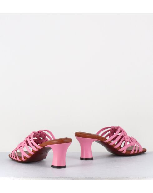 Pantoletten Nayla aus rosafarbenem Leder — 6,5 cm Absatz