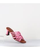 Pantoletten Nayla aus rosafarbenem Leder — 6,5 cm Absatz