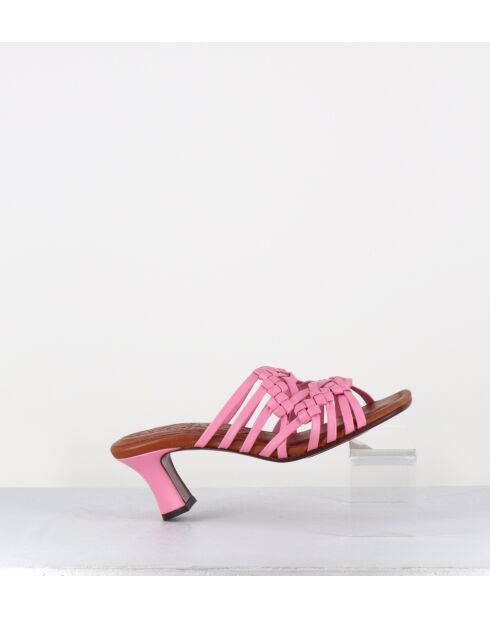 Pantoletten Nayla aus rosafarbenem Leder — 6,5 cm Absatz