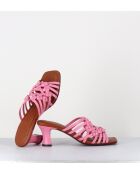 Pantoletten Nayla aus rosafarbenem Leder — 6,5 cm Absatz