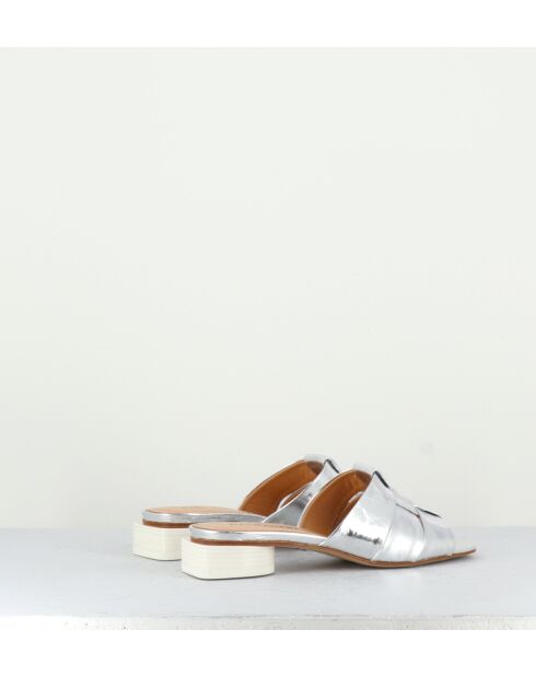Pantoletten Dahlia13 aus silberfarbenem Leder