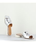 Pantoletten Dahlia13 aus silberfarbenem Leder