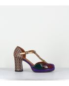 Dafaba45 Mehrfarbige Lederschuhe - 7 cm Absatz