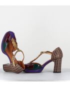 Dafaba45 Mehrfarbige Lederschuhe - 7 cm Absatz