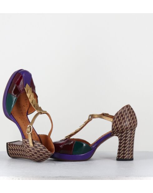 Dafaba45 Mehrfarbige Lederschuhe - 7 cm Absatz