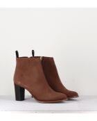 Grimptrc camel leren laarzen - Hak 7 cm