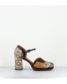 Mehrfarbige Demoi-Lederschuhe - Absatz 8 cm