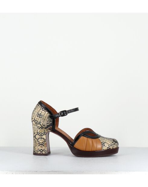 Mehrfarbige Demoi-Lederschuhe - Absatz 8 cm