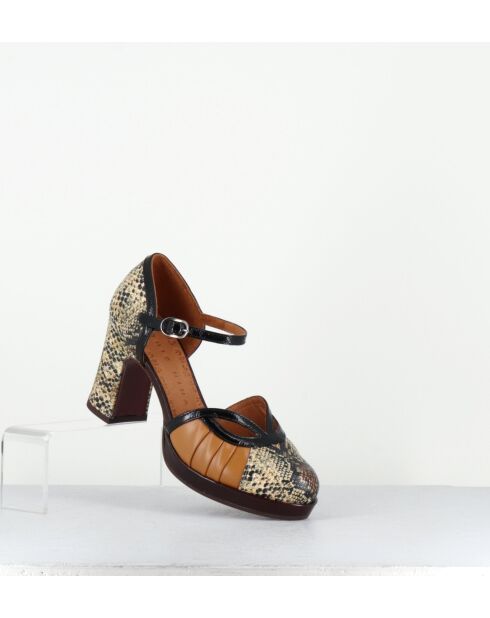 Mehrfarbige Demoi-Lederschuhe - Absatz 8 cm