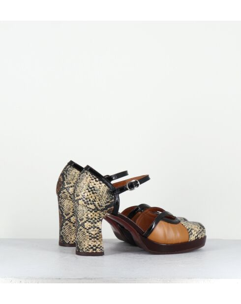 Mehrfarbige Demoi-Lederschuhe - Absatz 8 cm