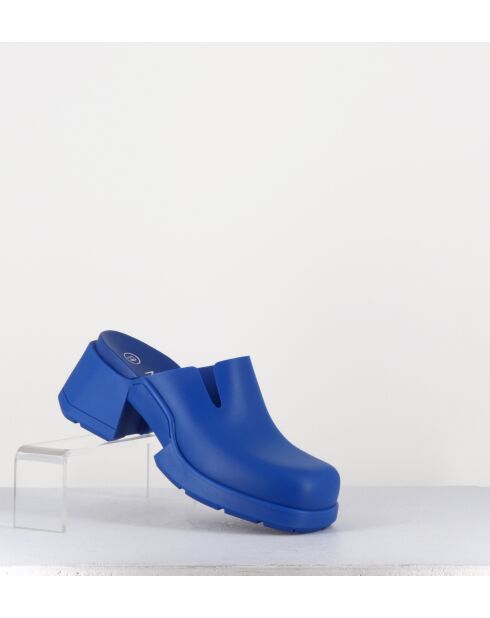 Blaue Blissa-Gummi-Clogs mit 6 cm Absatz