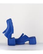Blaue Blissa-Gummi-Clogs mit 6 cm Absatz
