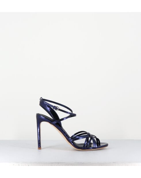 11119 blauwe leren sandalen - hak van 10 cm