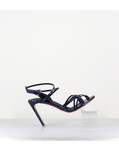 11119 blauwe leren sandalen - hak van 10 cm