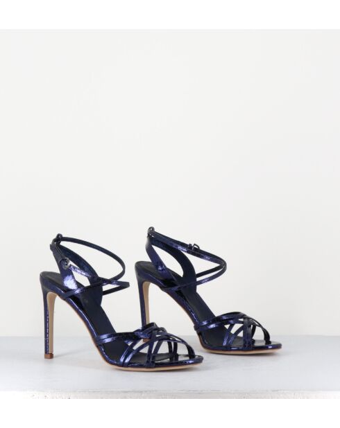 11119 blauwe leren sandalen - hak van 10 cm