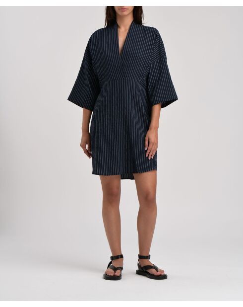 Jovana marineblaues gestreiftes kurzes Kleid