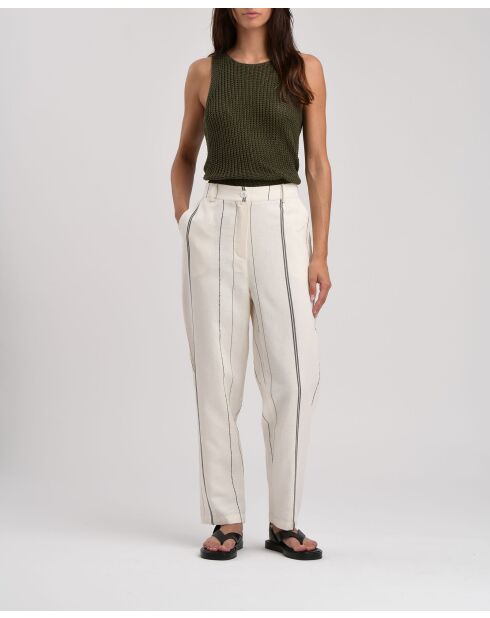 Bart ecru gestreepte katoenen wortelbroek