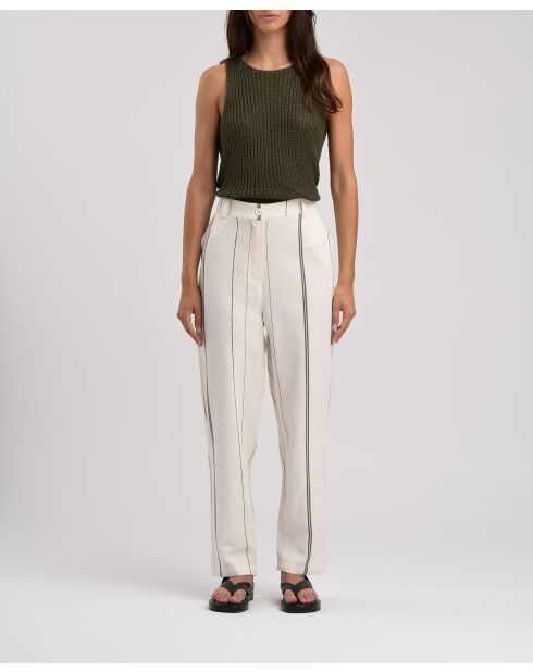 Bart ecru gestreepte katoenen wortelbroek