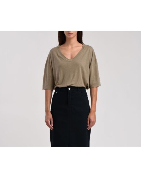 Bryci zwarte midirok van katoengabardine