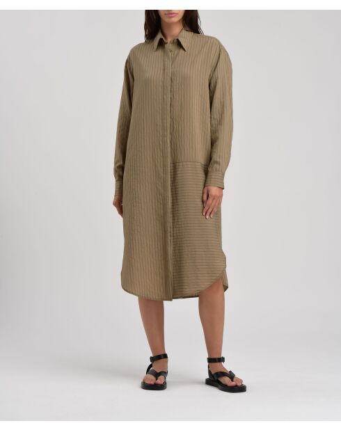 Jasa Army gestreiftes gerades Hemdkleid