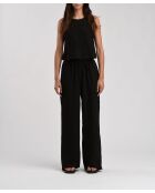 Jiroshi schwarze Leinenhose mit hoher Taille und weitem Bein