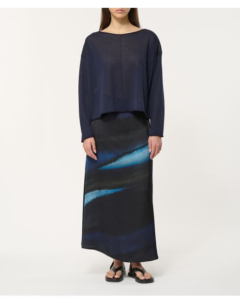 Jefeo marineblauer, feiner Oversize-Pullover