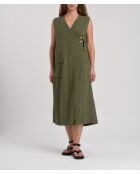 Amaya Jane khakifarbenes Kleid aus Leinenmischung