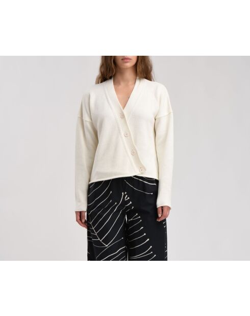 Gilet asimmetrico Joji ecru in cotone