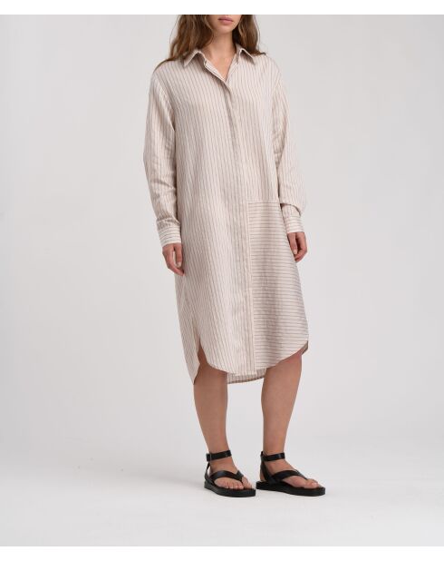 Robe chemise droite rayée Jasa poudre
