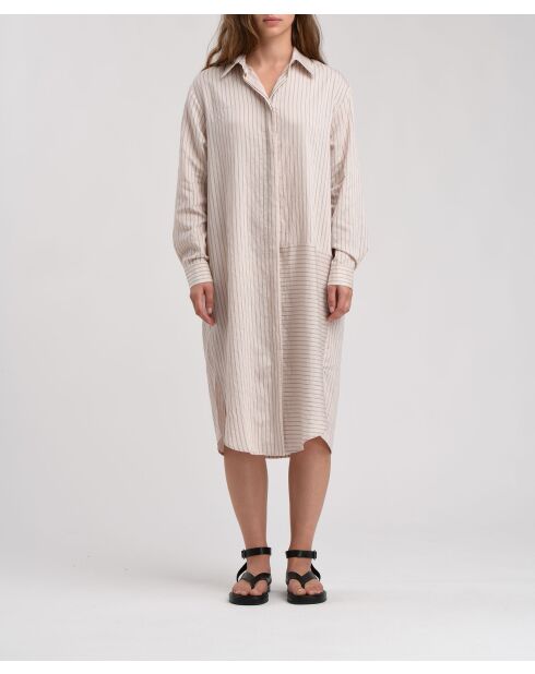Robe chemise droite rayée Jasa poudre