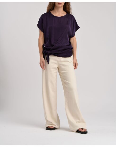 Top holgado de satén liso Plum Jaisuke