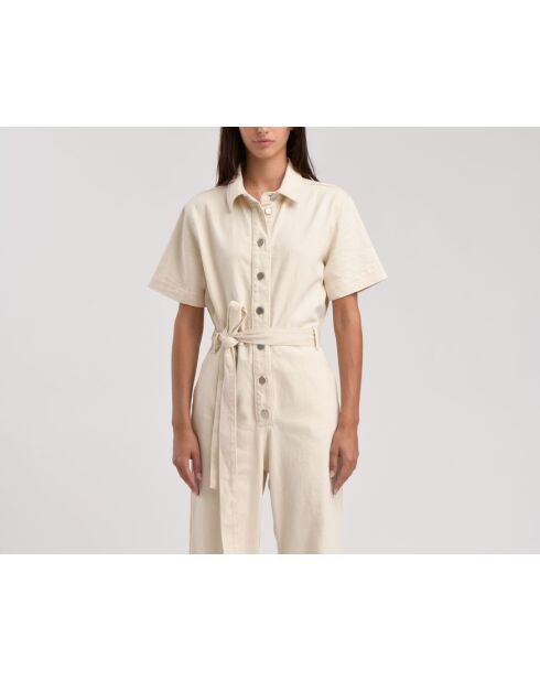 Tuta Jasinki in gabardine regolare ecru di cotone