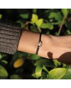 Pulsera de eslabones planos de 16 mm con oro martillado/beige claro