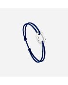 16 mm platte schakelarmband verguld gehamerd zilver/marineblauw