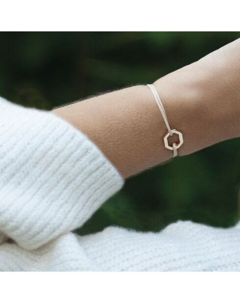 Octagon 16 mm gold/weiß plattiertes Armband