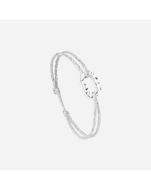 Flachgliederarmband 16mm gehämmert versilbert/weiß plattiert