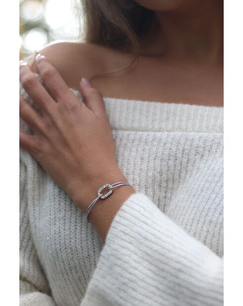 Flachgliederarmband 16mm gehämmert versilbert/weiß plattiert