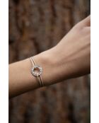 Bracelet Cercle plat plaqué argent martelé/beige