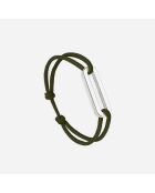 Flachgliederarmband, 30 mm, versilbert/khakifarben